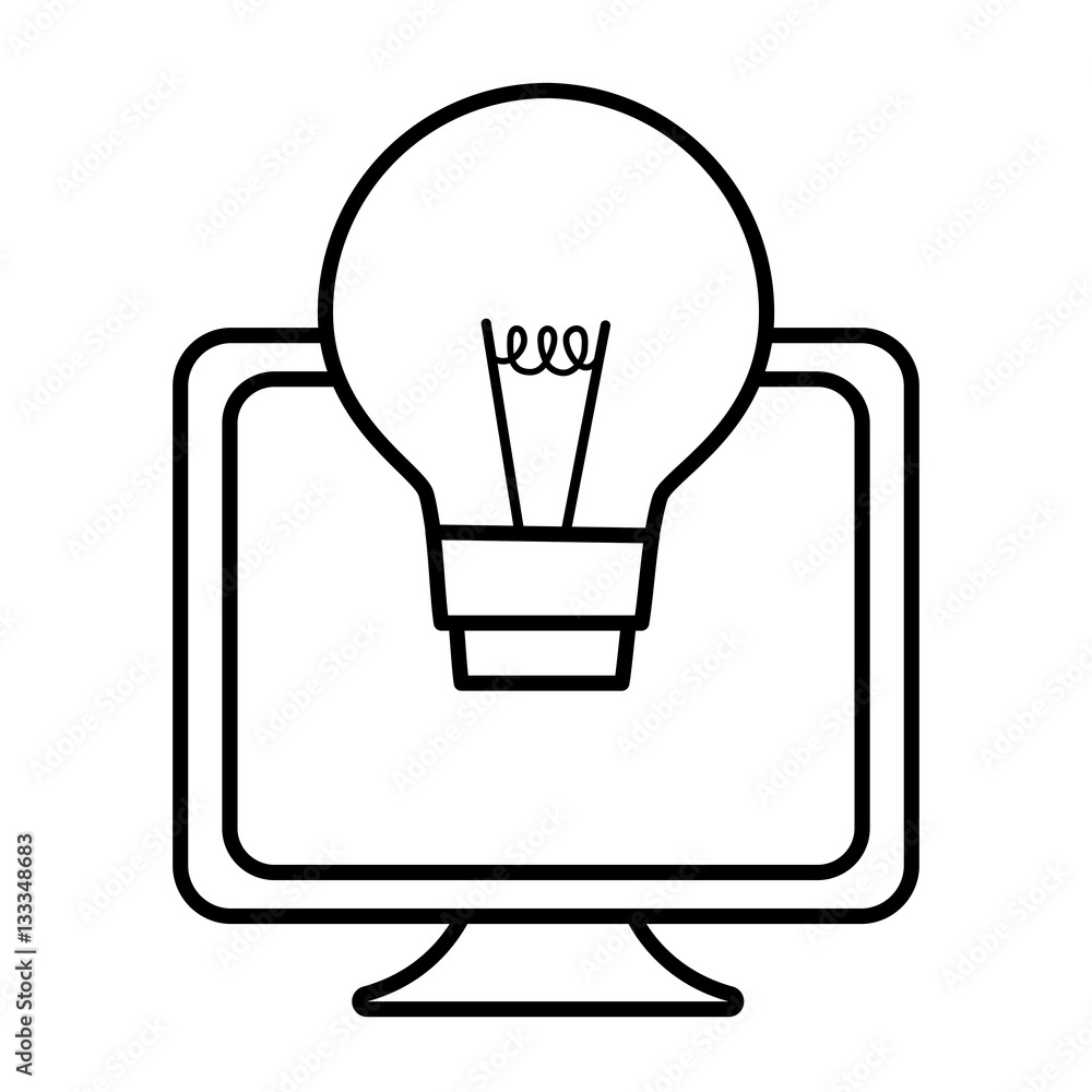 screen computer equipment bulb idea line vector illustration eps 10 screen computer equipment bulb idea line vector illustration eps 10
