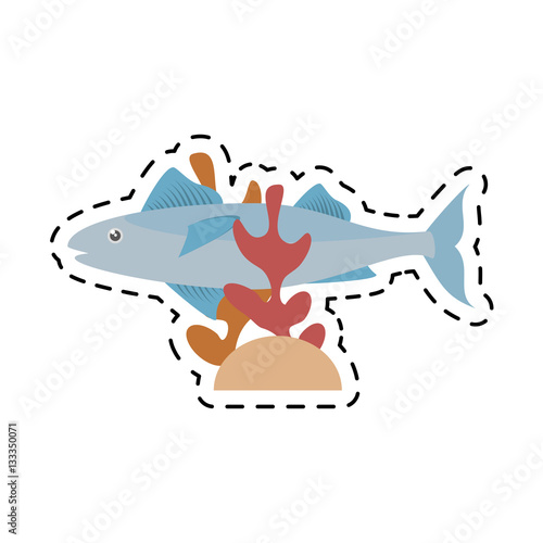 mackerel fish sea life coral line dotted vector illustration eps 10