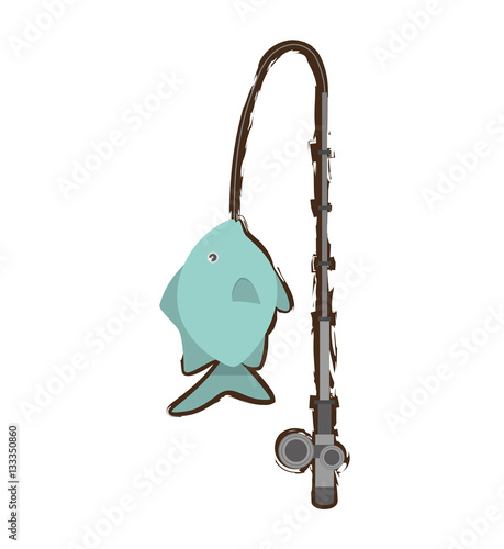 tropical fish sea habitat fishing rod vector illustration eps 10