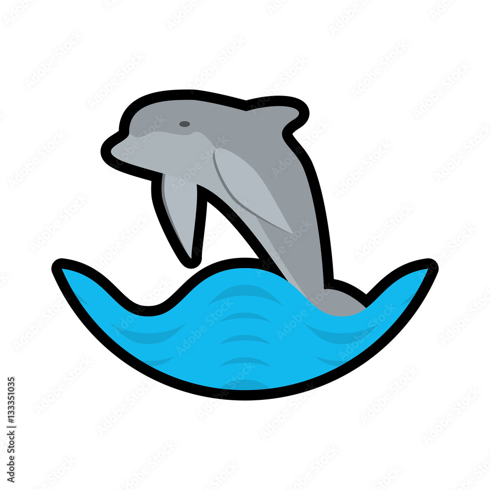 Naklejka premium dolphin ocean fish friendly wave stamp vector illustration eps 10