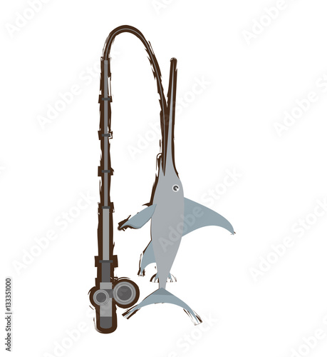 marlin swordfish marine wildlife fishing rod vector illustration eps 10