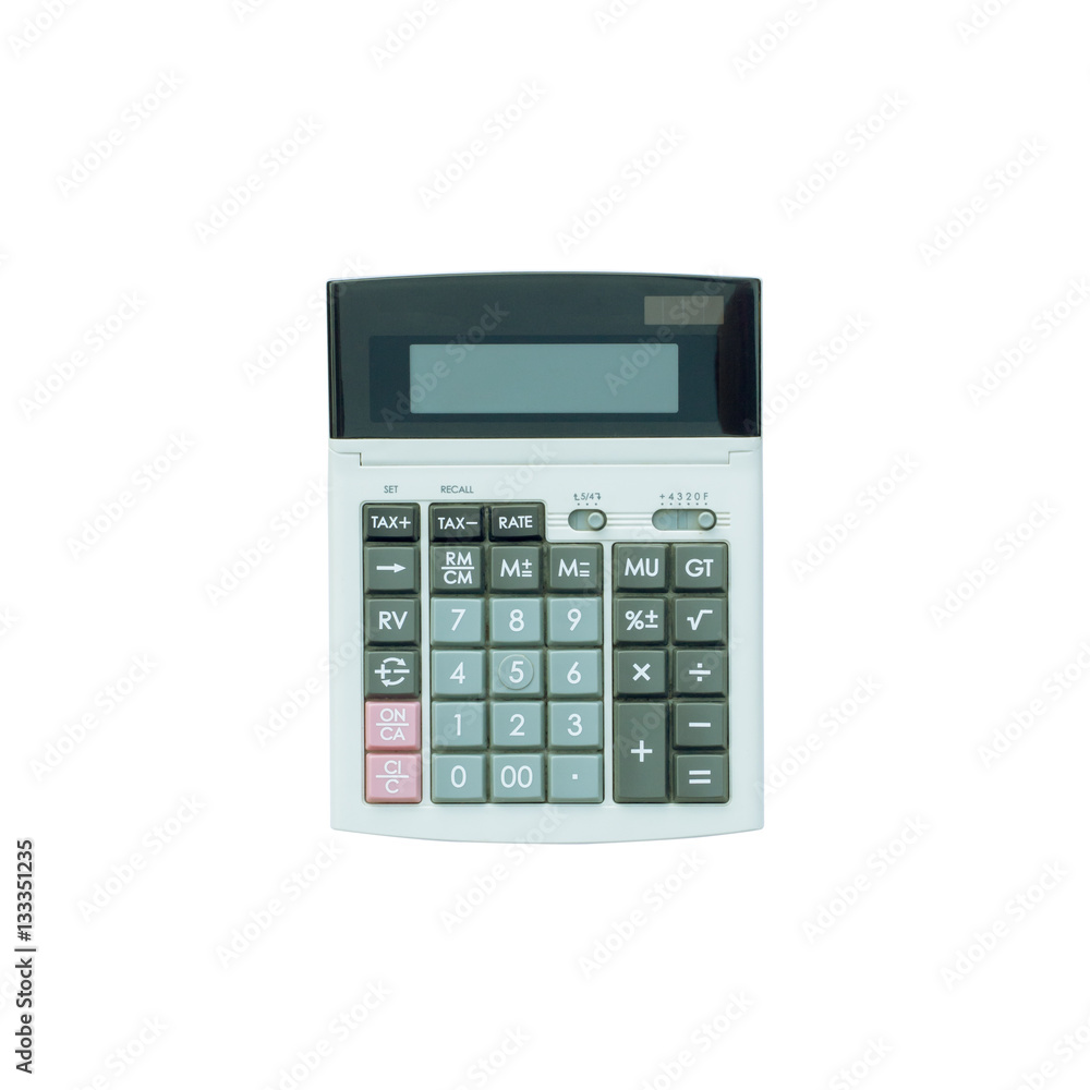 Top view of a calculator isolated on white background Top view of a calculator isolated on white background