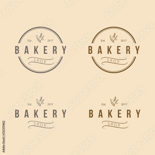Bakery Round Logo Vintage Design Set