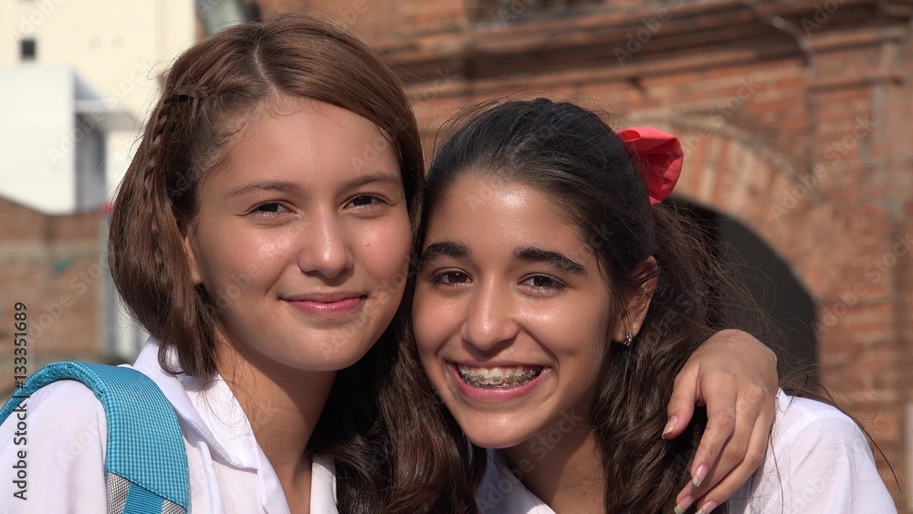 Smiling Girls Happy Friends Smiling Girls Happy Friends