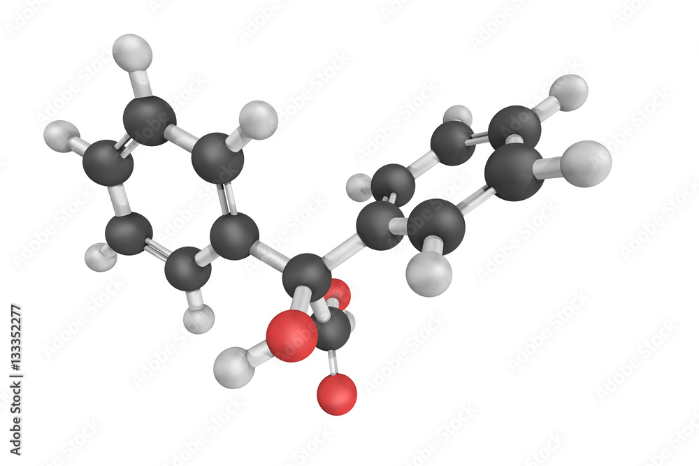 Diphenylglycolic acid, also known as Benzilic acid, a white crys