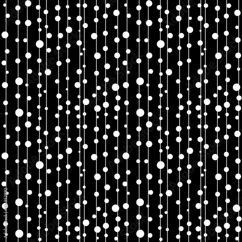 Seamless black pattern with vertical white lines and drops as a cobweb texture - Eps10 vector graphics and illustration