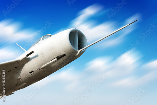 High-speed flight fighter  blue tone image.