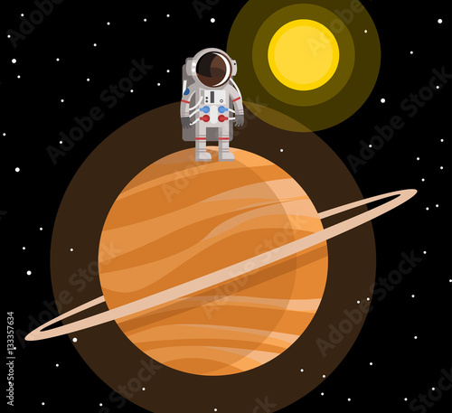 astronaut standing on saturn