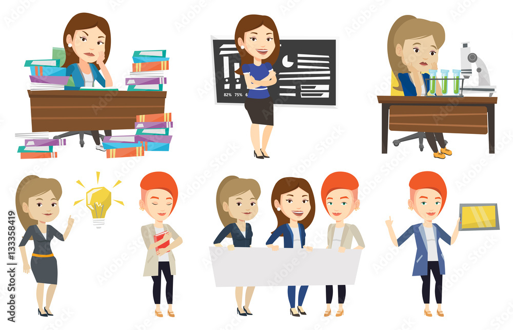 Vector set of student and teachers characters. Vector set of student and teachers characters.