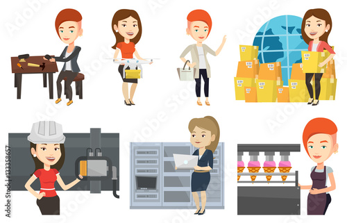 Vector set of industrial workers.