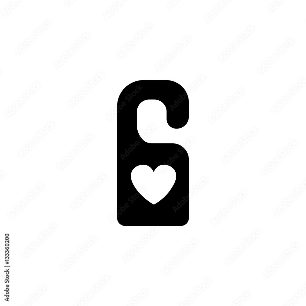 Do not disturb with heart solid icon, hotel door hanger for Valentine's day, gender, vector graphics, a filled pattern on a white background, eps 10. Do not disturb with heart solid icon, hotel door hanger for Valentine's day, gender, vector graphics, a filled pattern on a white background, eps 10.