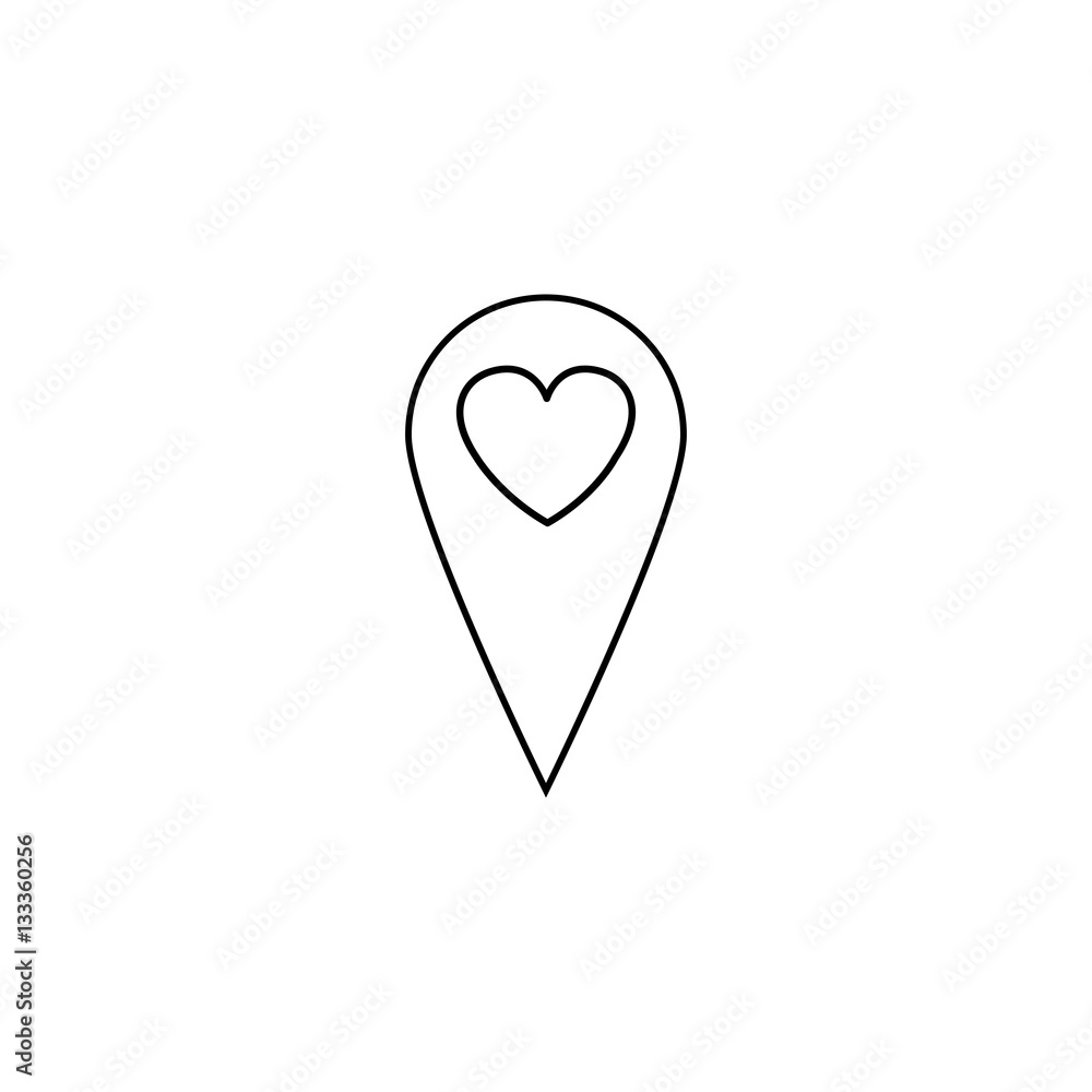 Map pointer with heart line icon, Valentine's day location and love pin, love concept, vector graphics, a linear pattern on a white background, eps 10. Map pointer with heart line icon, Valentine's day location and love pin, love concept, vector graphics, a linear pattern on a white background, eps 10.