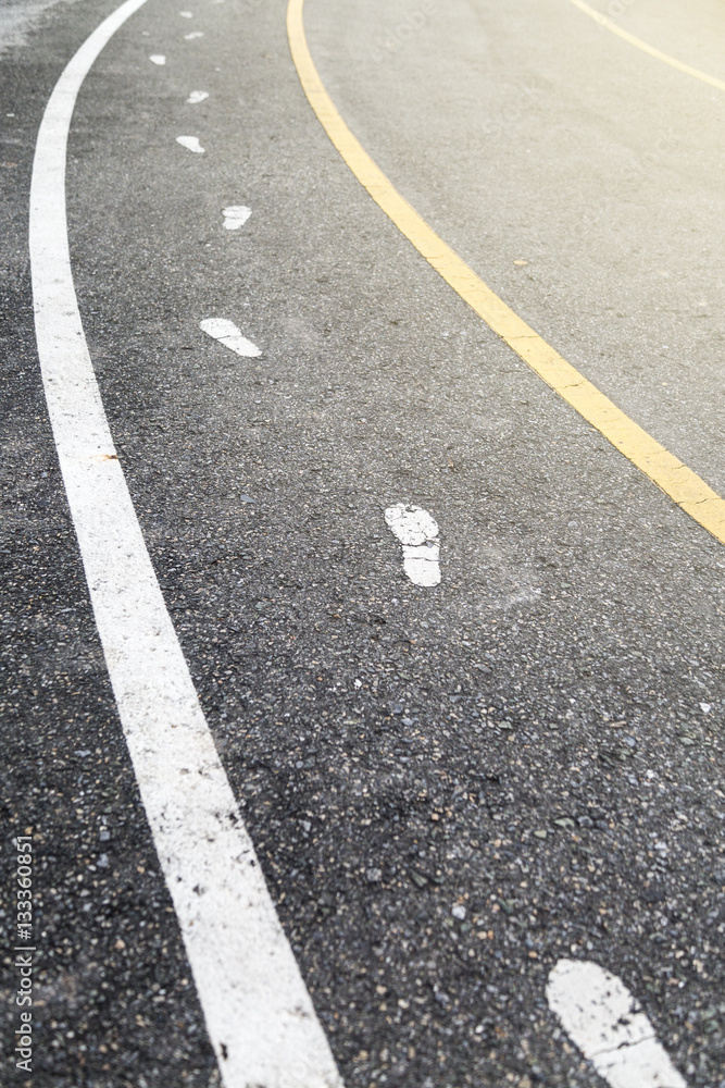 closeup walking lane in the park