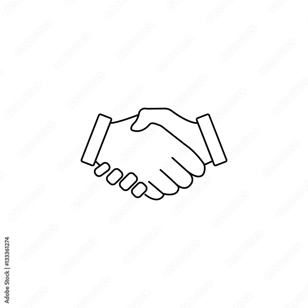Business handshake line icon, deal agreement, vector graphics, a linear pattern on a white background, eps 10. Business handshake line icon, deal agreement, vector graphics, a linear pattern on a white background, eps 10.