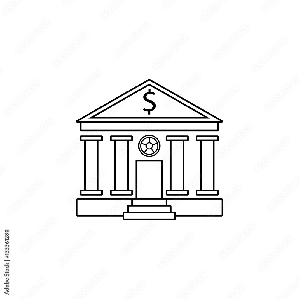 Bank building line icon, banking house, vector graphics, a linear pattern on a white background, eps 10. Bank building line icon, banking house, vector graphics, a linear pattern on a white background, eps 10.