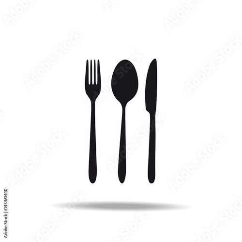Cutlery. Food. Serving. Black silhouette. Icon. For your design