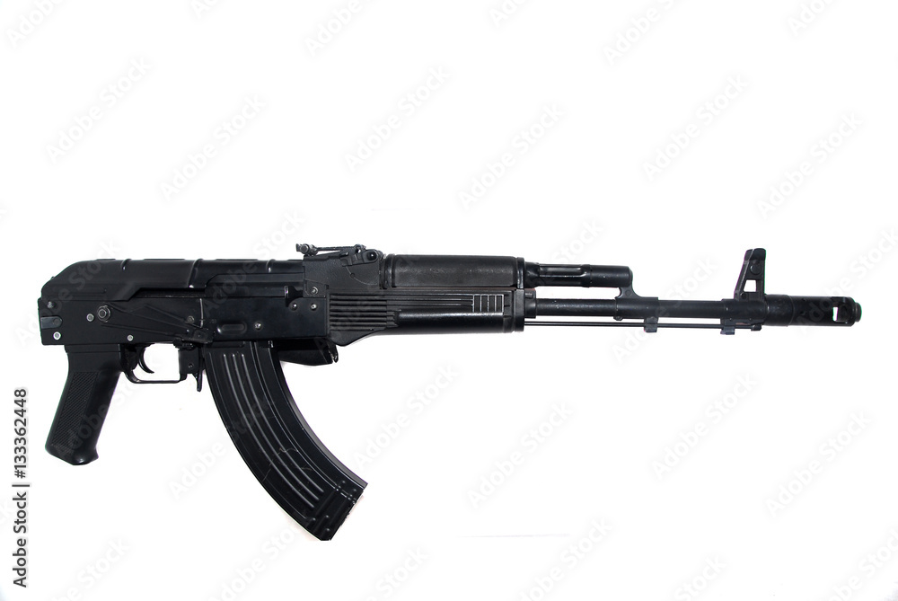 Kalashnikov automatic black isolated on white background