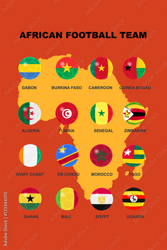 Flag of African football team in soccer design in vector