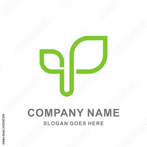 Simple Organic Green Leaf Nature Farm Vegetables Agriculture Apps Business Company Stock Vector Logo Design Template 