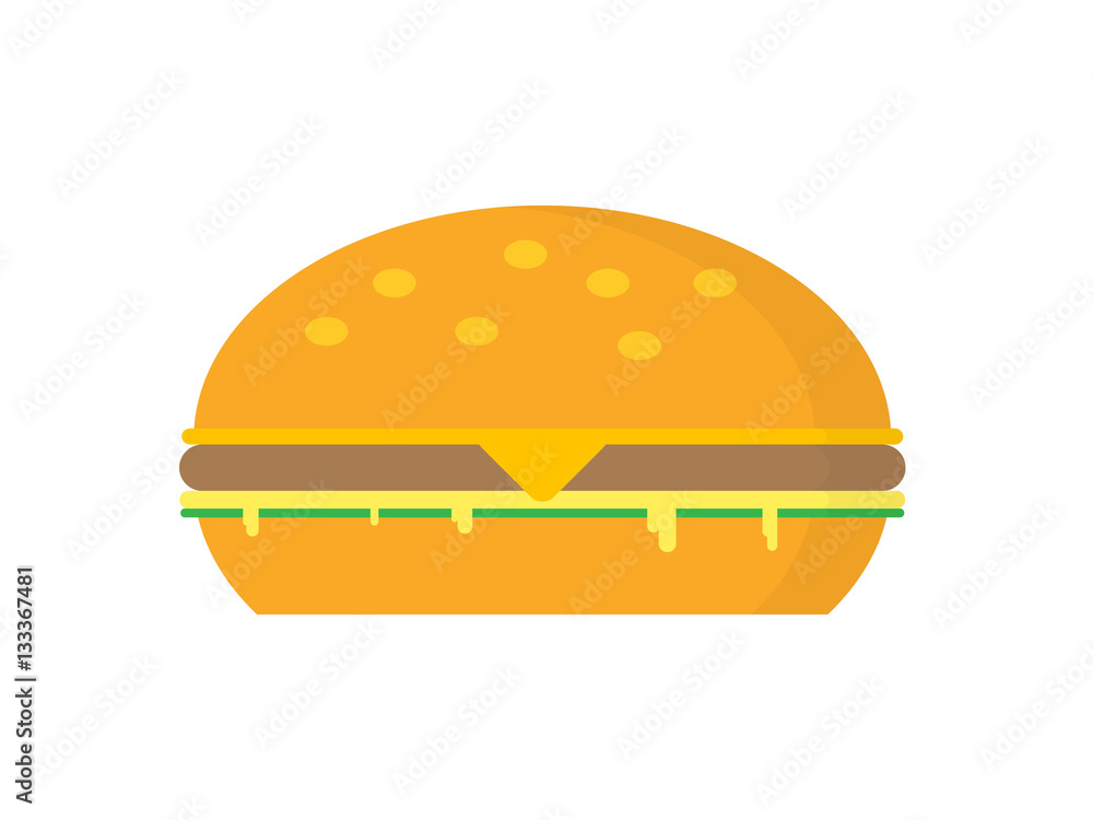 Hamburger with meat, cheese, mayonnaise and salad Hamburger with meat, cheese, mayonnaise and salad