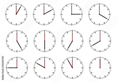Klassisches Uhren Set mit Anzeige in Stunden Schritten