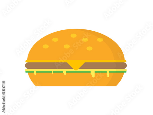 Hamburger with meat, cheese, mayonnaise and salad 