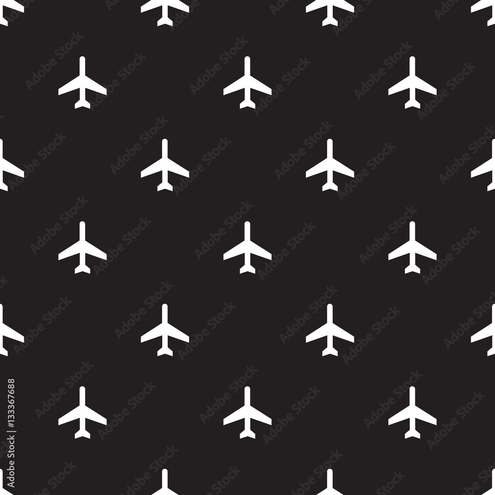 Seamless airplane sign pattern on black Seamless airplane sign pattern on black