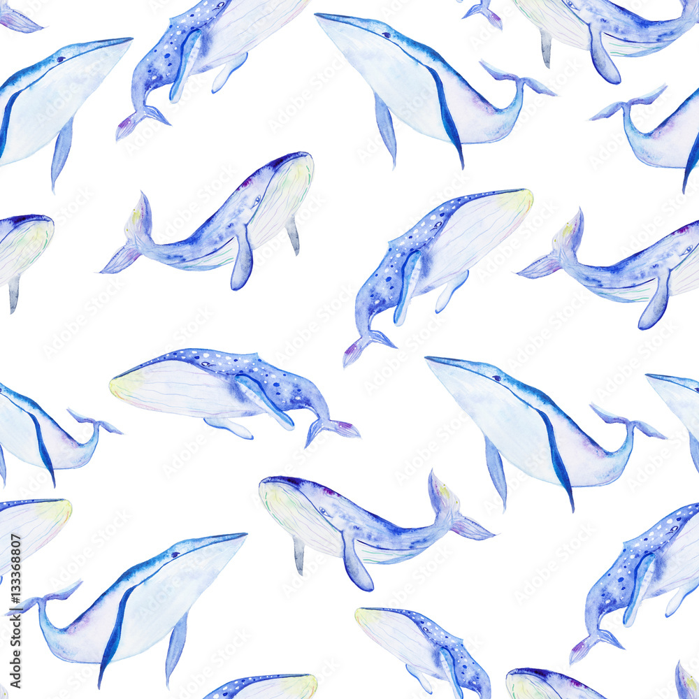 Watercolor whales pattern Watercolor whales pattern