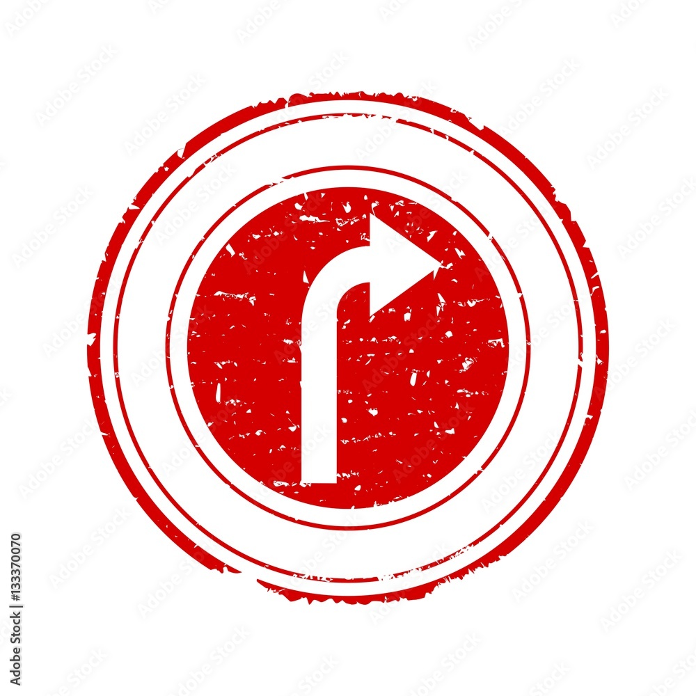 Scratched red round stamp with the bent arrow - vector eps Scratched red round stamp with the bent arrow - vector eps