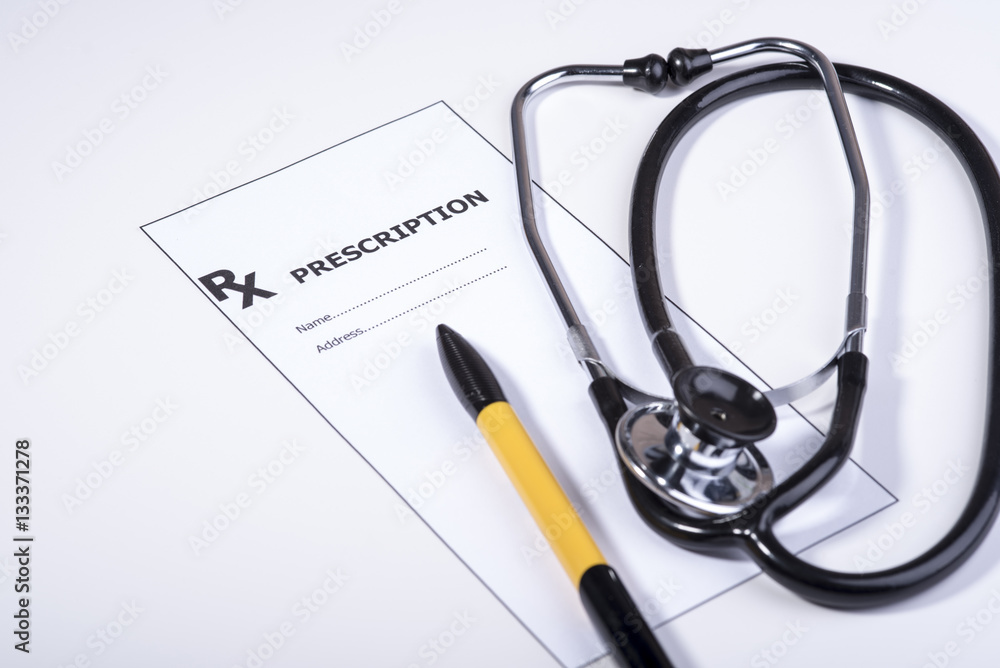 prescription form with stethoscope prescription form with stethoscope