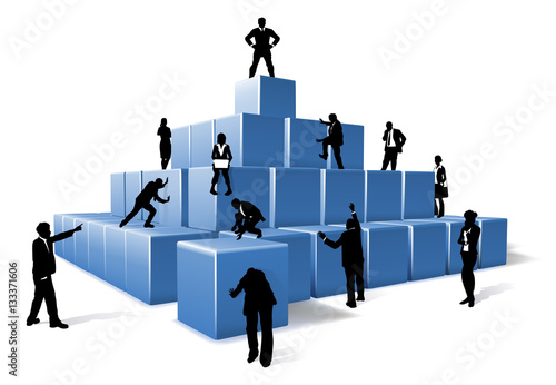 Business Team People Silhouettes Building Blocks
