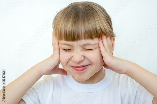 Young girl posing on white background isolated