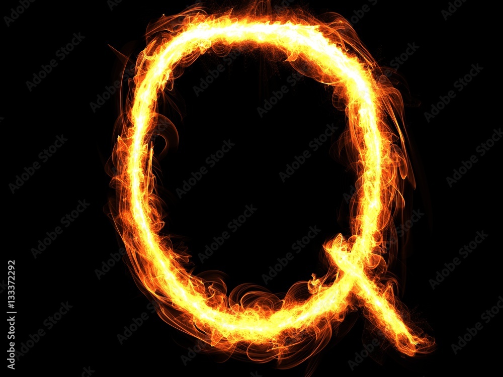 Fototapeta premium Buchstabe Q aus Feuer 
