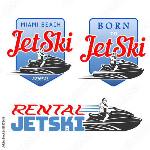 Set of Jet Ski rental, born, logo