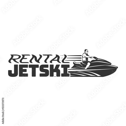 Jet Ski rental logo, badges and emblems isolated on white background. Watercraft transport .