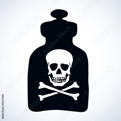Glass bottles of poison. Vector drawing