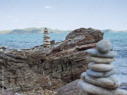 stacking stone on rock bedding, Khao Laem Ya national park,