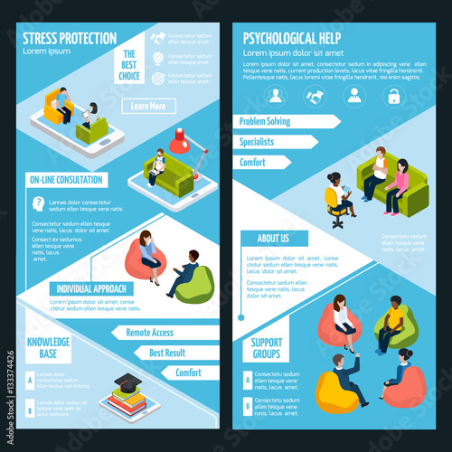 Stress Isometric Vertical Banners 
