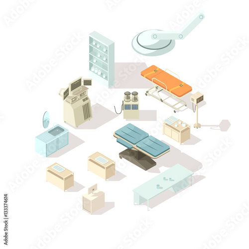 Hospital Equipment Isometric Set