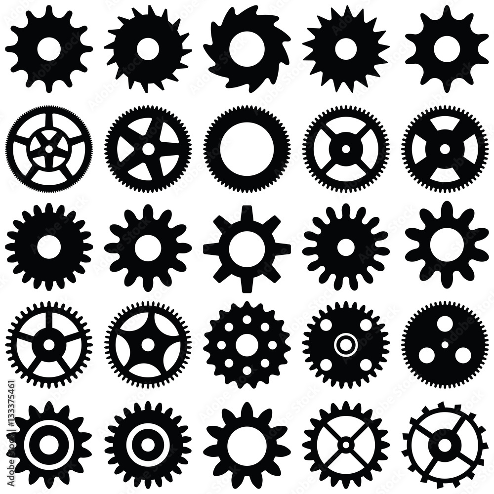 Gear wheel collection - vector silhouette Gear wheel collection - vector silhouette