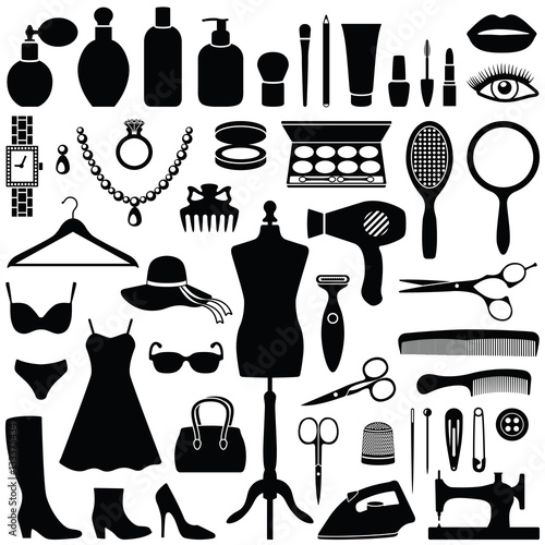 Beauty and Fashion collection - vector silhouette