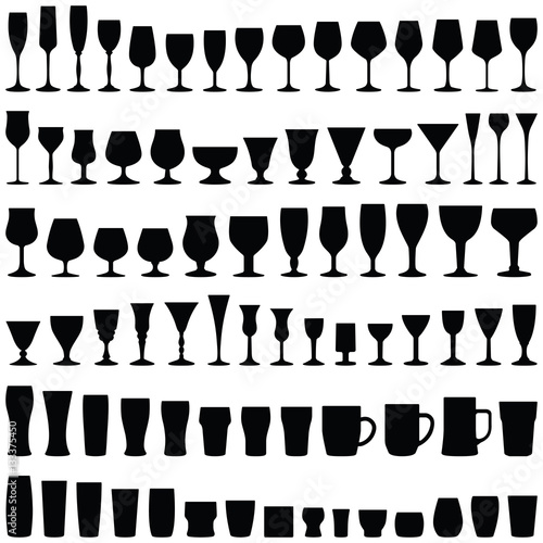 Glass collection - vector silhouette