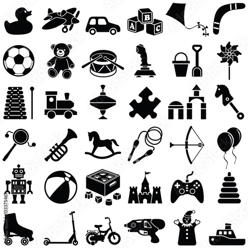 Toy icon collection - vector silhouette illustration