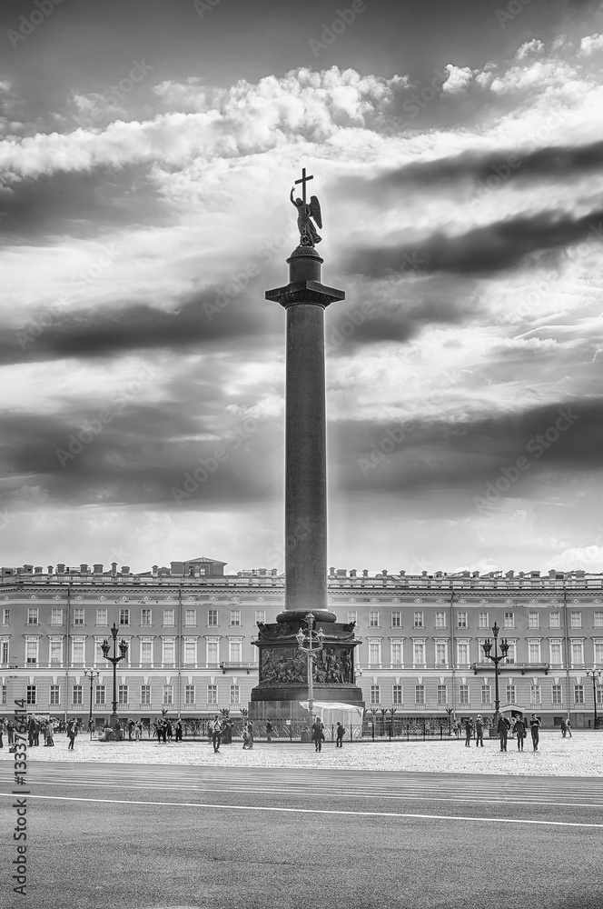Alexander Column  in Palace Square, St. Petersburg, Russia
