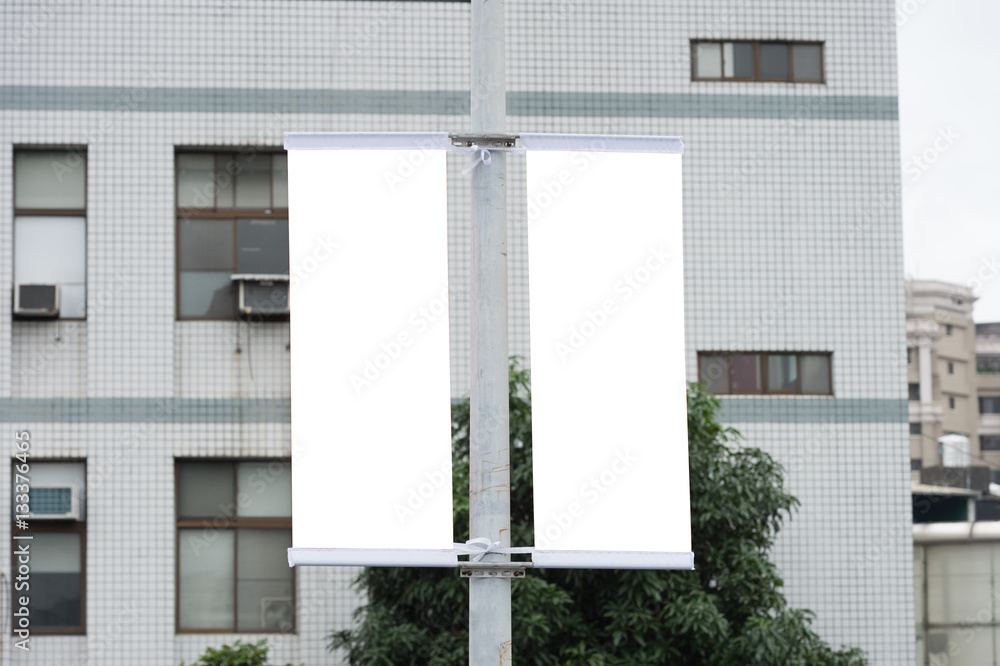 Large blank billboard on a street wall, banners with room to add your own text Large blank billboard on a street wall, banners with room to add your own text