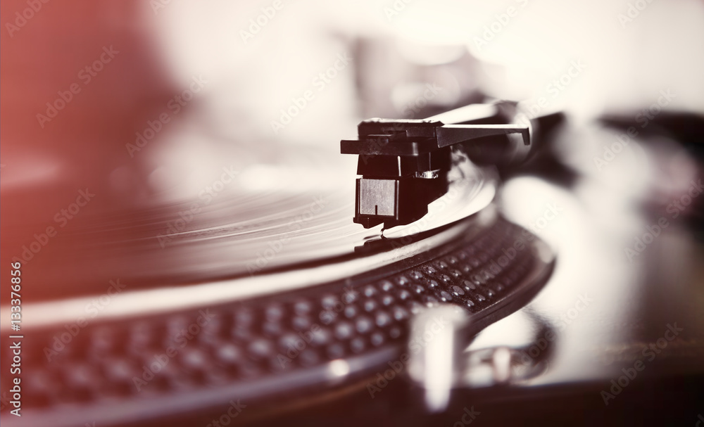 Dj Turntable Vinyl Record Player Close Up Stock Photo Adobe Stock
