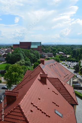 Oświęcim latem z lotu ptaka/Aerial view of Oswiecim in summer, Lesser Poland,...