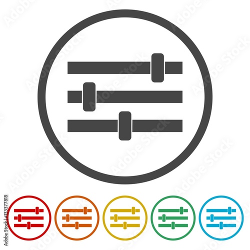 Sliders or faders control board, Fader icon