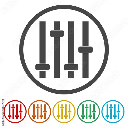 Sliders or faders control board, Fader icon