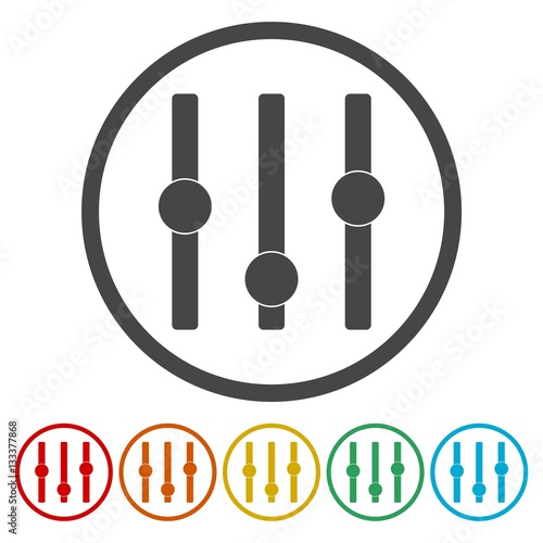 Sliders or faders control board, Fader icon